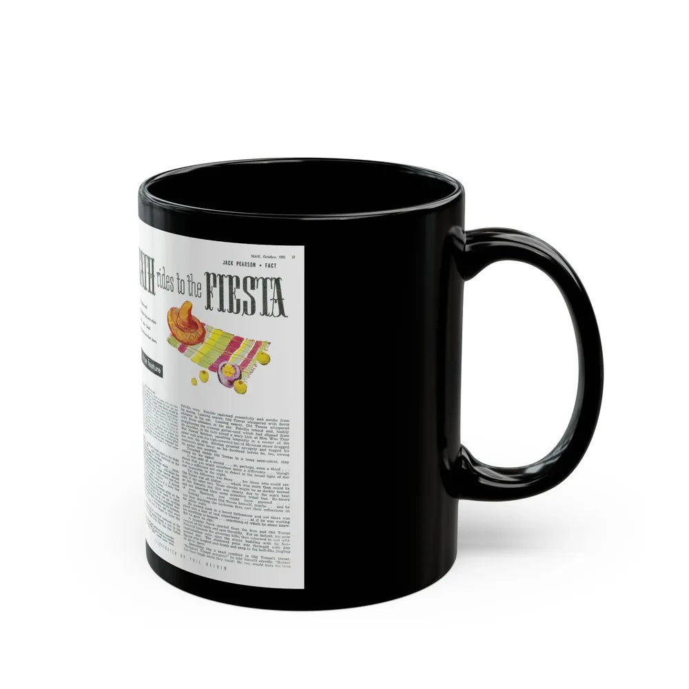 Death rides to the Fiesta, Man Junior, October 1951 - Black Coffee Mug-Go Mug Yourself