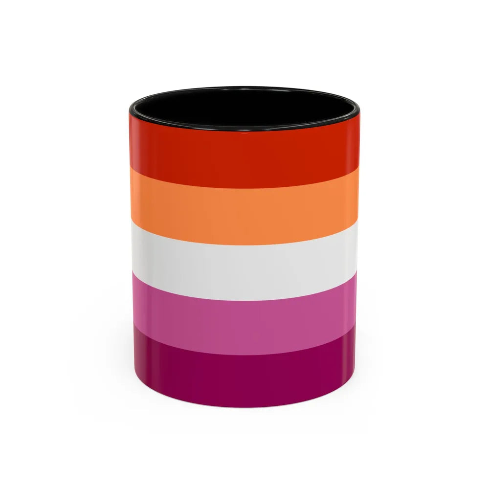 Lesbian 3 Pride Flag - Accent Coffee Mug-11oz-Black-Go Mug Yourself