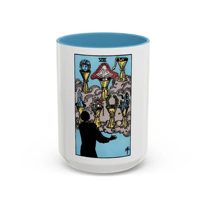 The 7 of Cups (Tarot Card) Accent Coffee Mug-15oz-Light Blue-Go Mug Yourself