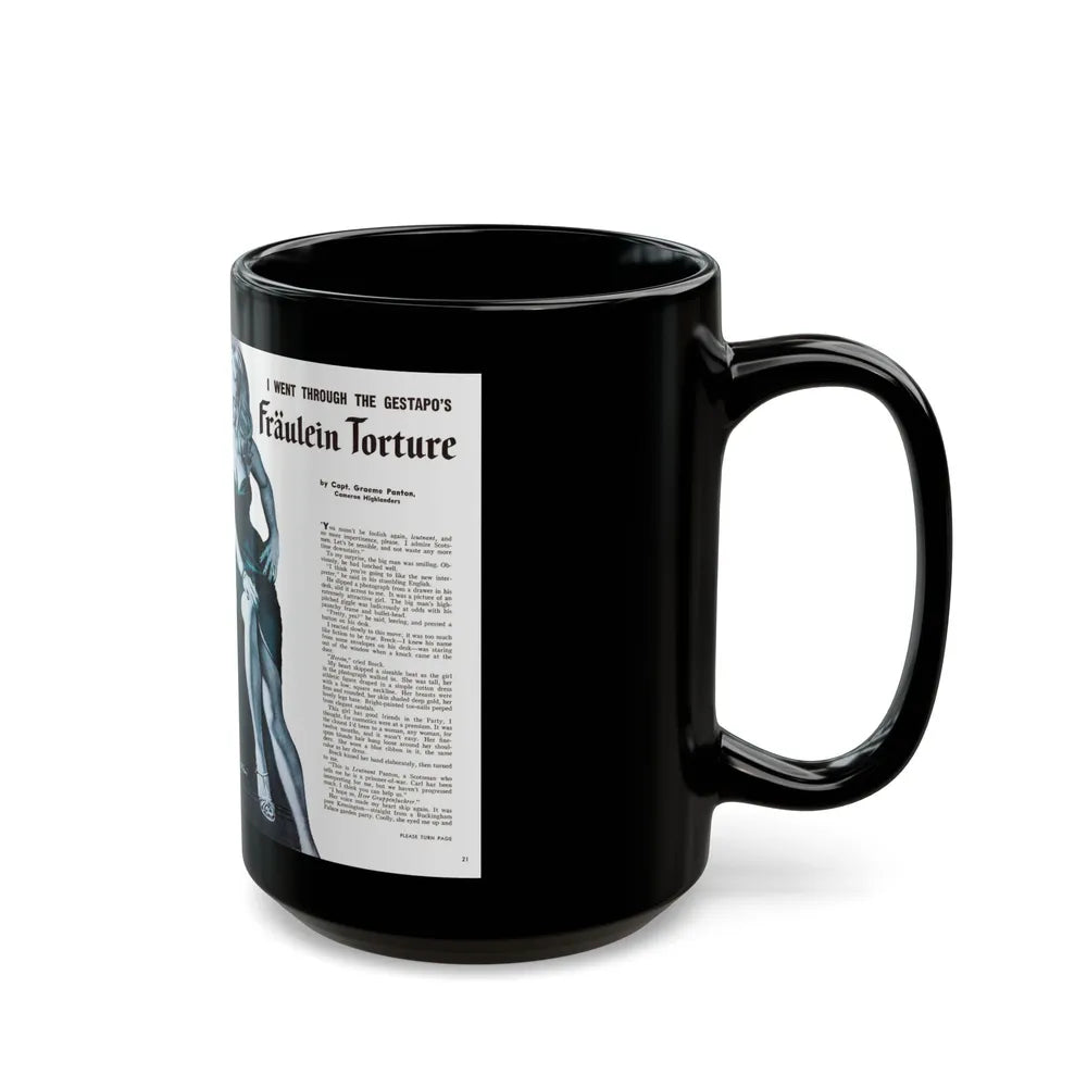 Fraulein Torture, For Men Only, February 1959 - Black Coffee Mug-Go Mug Yourself