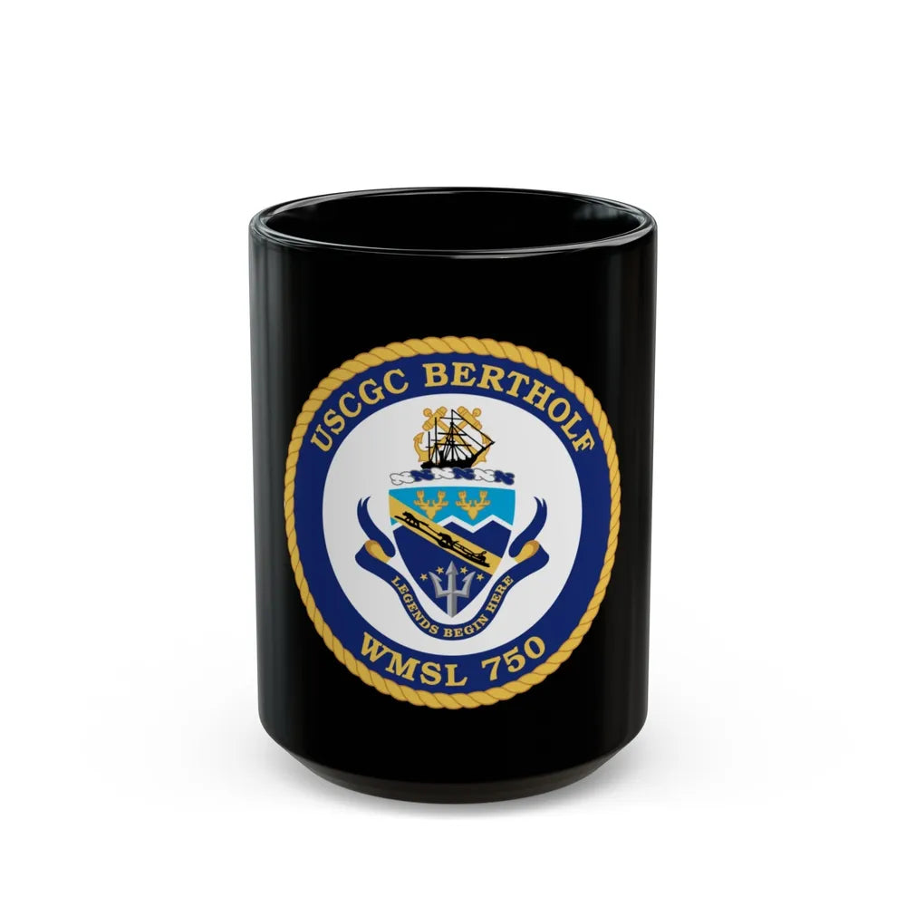 USCGC Bertholf WMSL 750 (U.S. Coast Guard) Black Coffee Mug-15oz-Go Mug Yourself