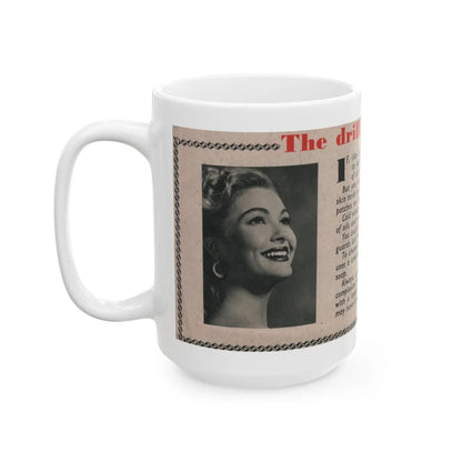 Lori Nelson #228 - Vintage B&W 3x7.25 50's Era Magazine Dry Skin Advertisement featuring, Lori B&W Glamour Photo (Vintage Female Icon) White Coffee Mug-Go Mug Yourself