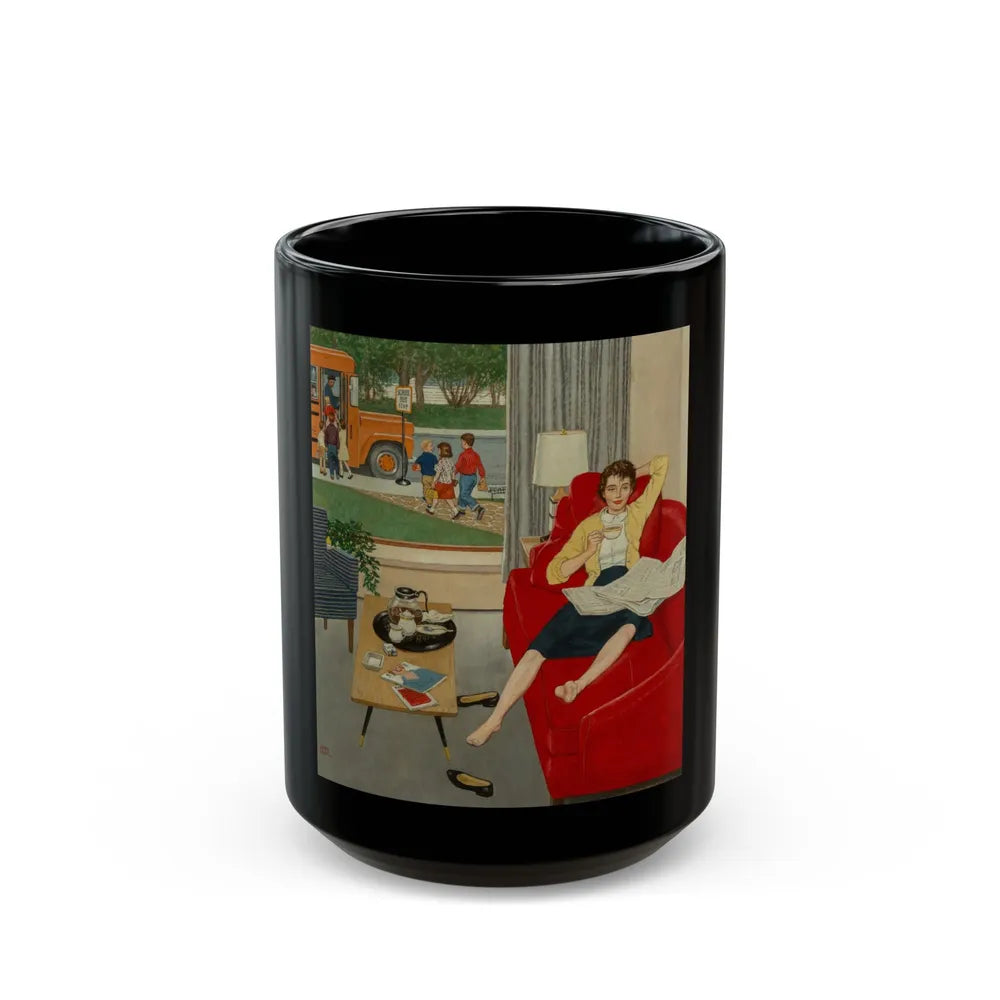 Back to School, The Saturday Evening Post cover, September 12, 1959 - Black Coffee Mug-15oz-Go Mug Yourself