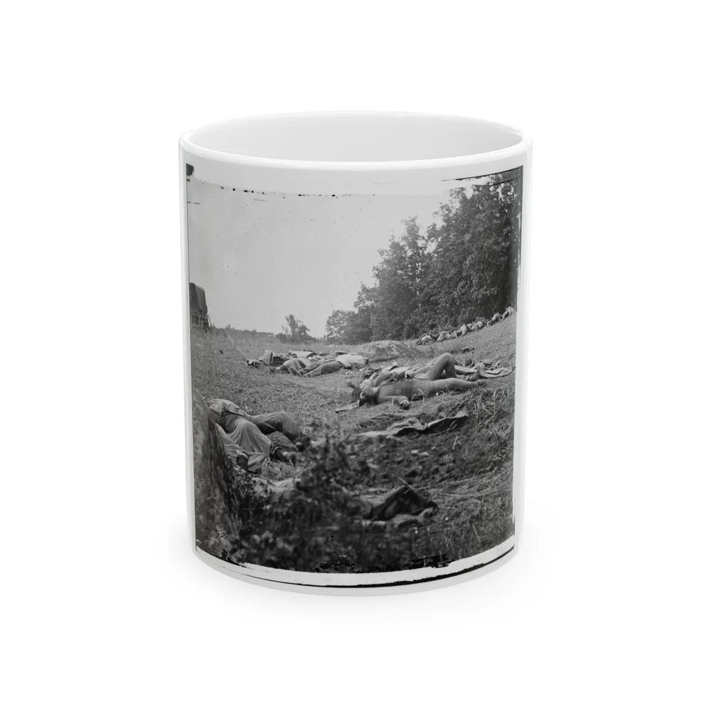 Gettysburg, Pa. Confederate Dead Gathered For Burial At The Edge Of The Rose Woods, July 5, 1863 (U.S. Civil War) White Coffee Mug-11oz-Go Mug Yourself