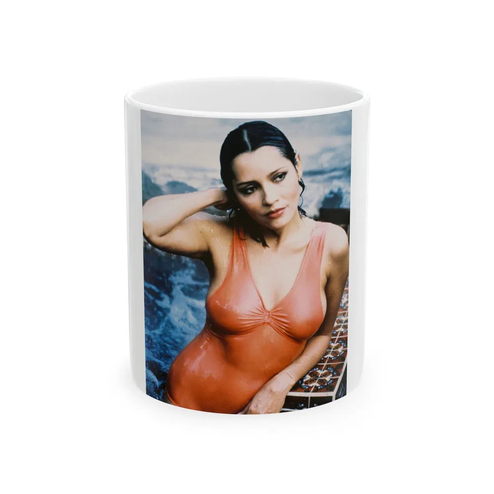 Barbara Carrera #11 (Vintage Female Icon) White Coffee Mug-11oz-Go Mug Yourself