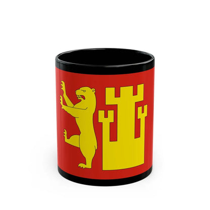 Flag of Fredrikstad Viken Norway - Black Coffee Mug-11oz-Go Mug Yourself