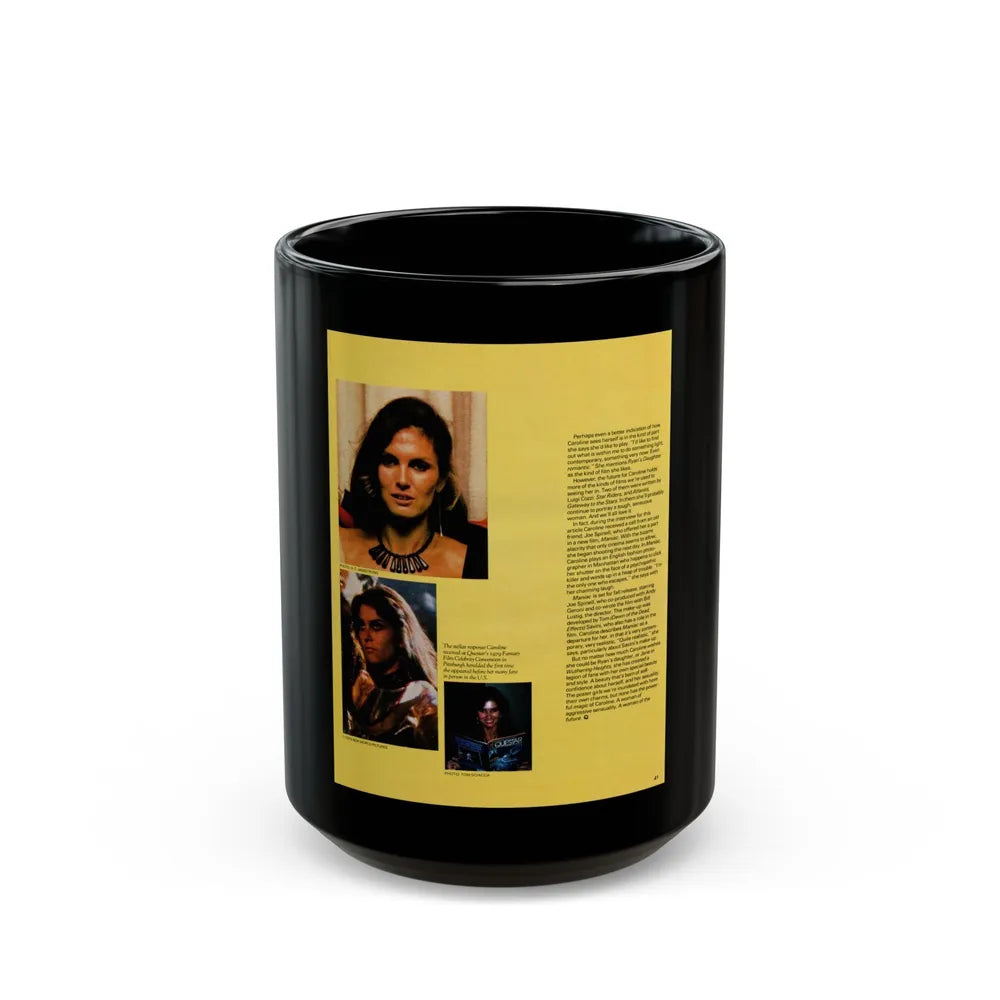 Caroline Munro #364 - Questar Mag. Vol. 2 #3, June '80 (Vintage Female Icon) Black Coffee Mug-15oz-Go Mug Yourself