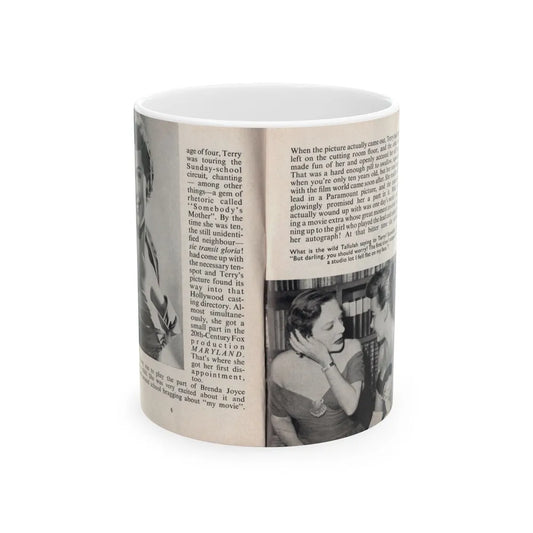 Terry Moore #438 - 66 PHOTOGRAPHS OF Terry MOORE U.K. Pocket Mag. Pages 6 & 7 (Vintage Female Icon) White Coffee Mug-11oz-Go Mug Yourself