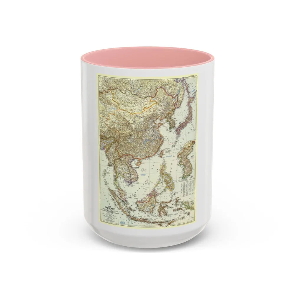 Far East (1952) (Map) Accent Coffee Mug-15oz-Pink-Go Mug Yourself