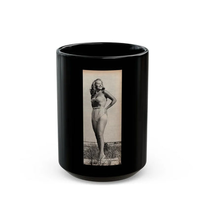 Penny Duncan #72 - [Pages 43] 1 large cropped B&W Pin-Up Photo from REAL FOR MEN Mag. Jan. '53 (Vintage Female Icon) Black Coffee Mug-15oz-Go Mug Yourself