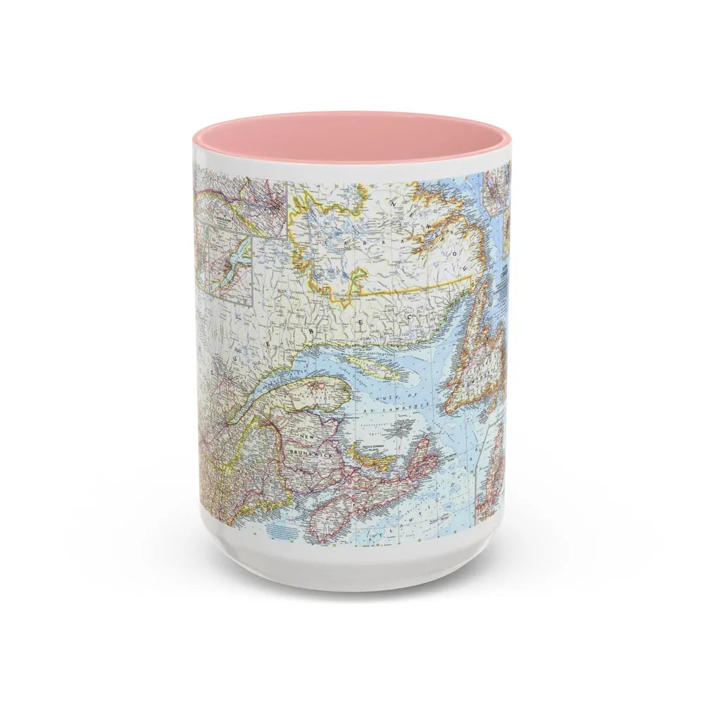 Canada - Eastern (1967) (Map) Accent Coffee Mug-15oz-Pink-Go Mug Yourself