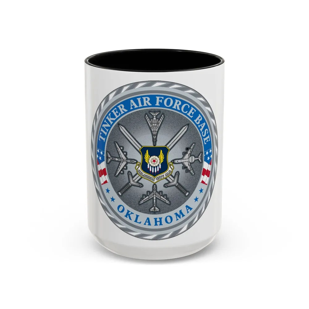 Tinker AF Base (U.S. Air Force) Accent Coffee Mug-15oz-Black-Go Mug Yourself