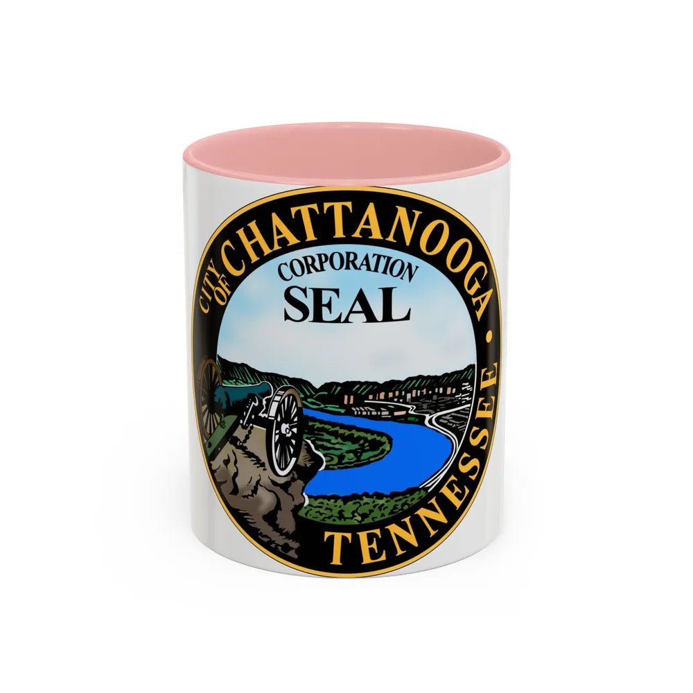 Seal of Chattanooga Tennessee - Accent Coffee Mug-11oz-Pink-Go Mug Yourself