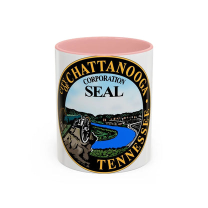 Seal of Chattanooga Tennessee - Accent Coffee Mug-11oz-Pink-Go Mug Yourself