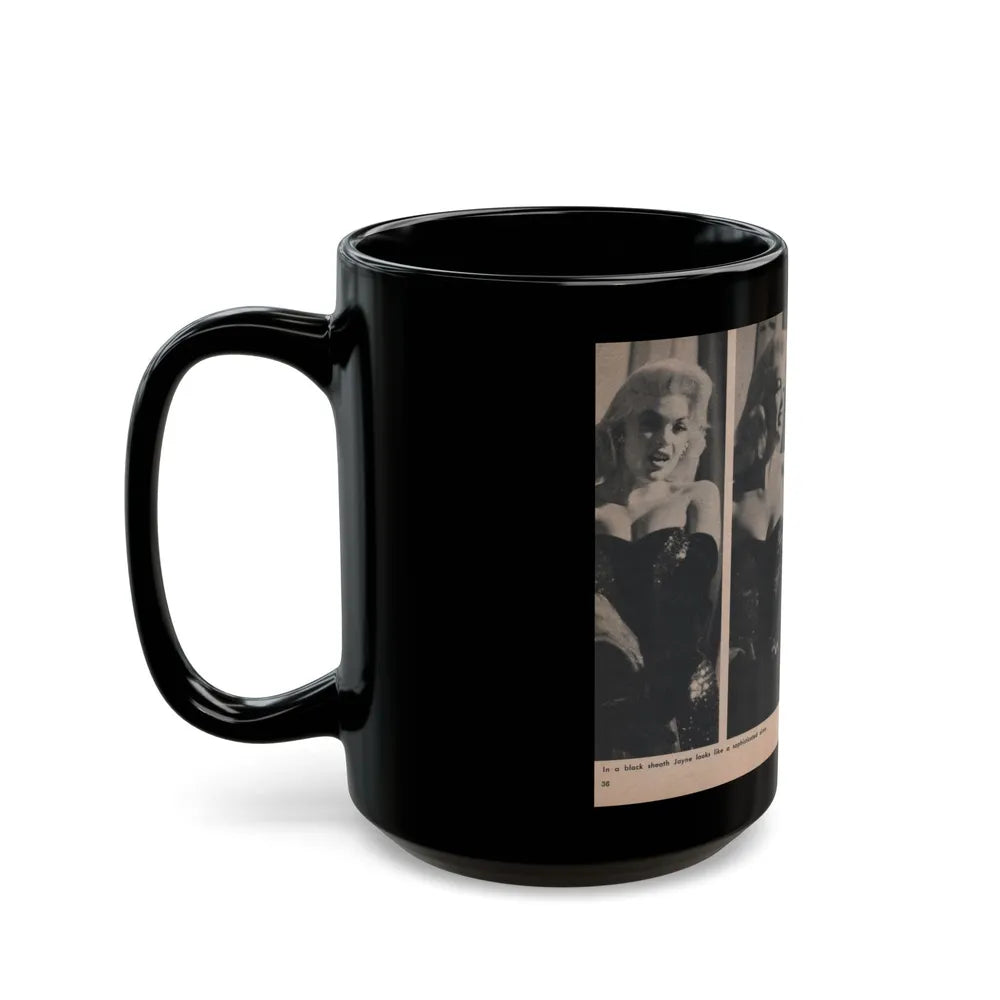 Jayne Mansfield #298 - JAYNE Pocket Magazine Pages 40 & 41 (Vintage Female Icon) Black Coffee Mug-Go Mug Yourself