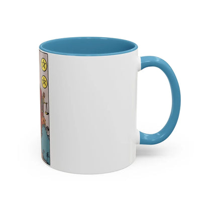 The 6 of Pentacles (Tarot Card) Accent Coffee Mug-Go Mug Yourself