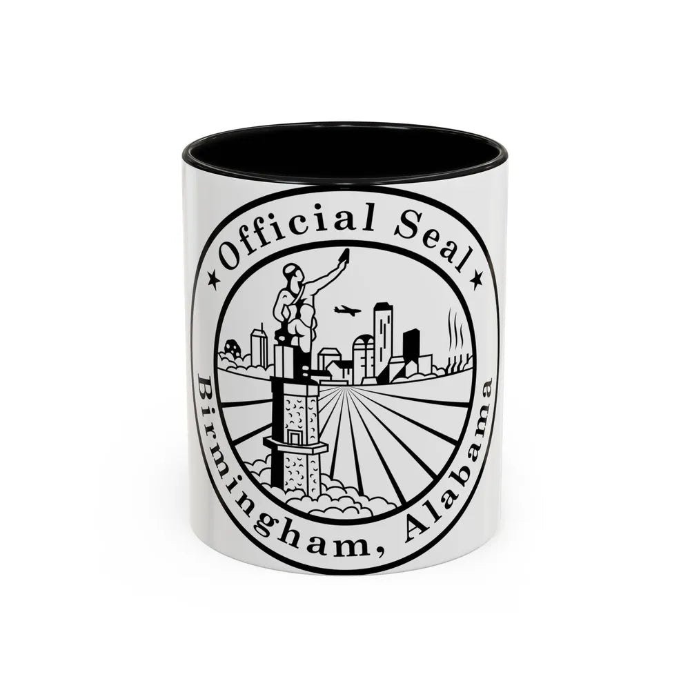 Seal of Birmingham Alabama - Accent Coffee Mug-11oz-Black-Go Mug Yourself