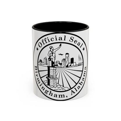 Seal of Birmingham Alabama - Accent Coffee Mug-11oz-Black-Go Mug Yourself