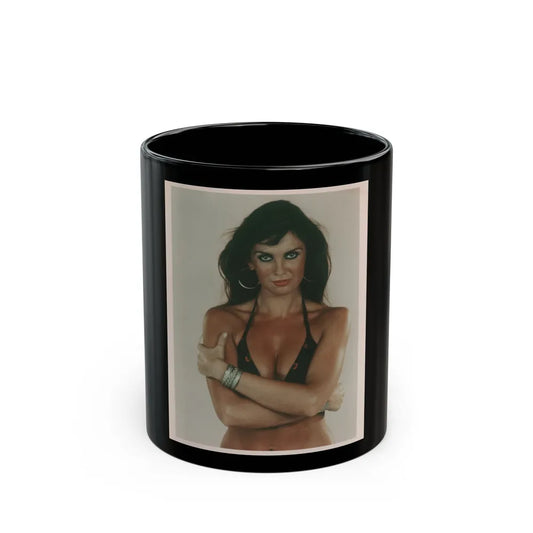 Caroline Munro #01 - 8x10 Color 70's Upper Body Bikini Glamour Photo (Vintage Female Icon) Black Coffee Mug-11oz-Go Mug Yourself