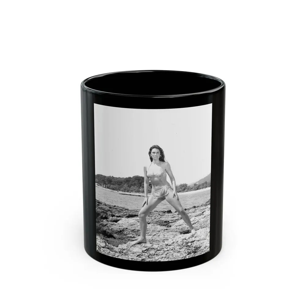 Caroline Munro #296 (Vintage Female Icon) Black Coffee Mug-11oz-Go Mug Yourself