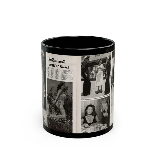 Greta Thyssen #16 - American Beauties Mag. '53 - 2 Pages with, 5 B&W Photos (Vintage Female Icon) Black Coffee Mug-11oz-Go Mug Yourself