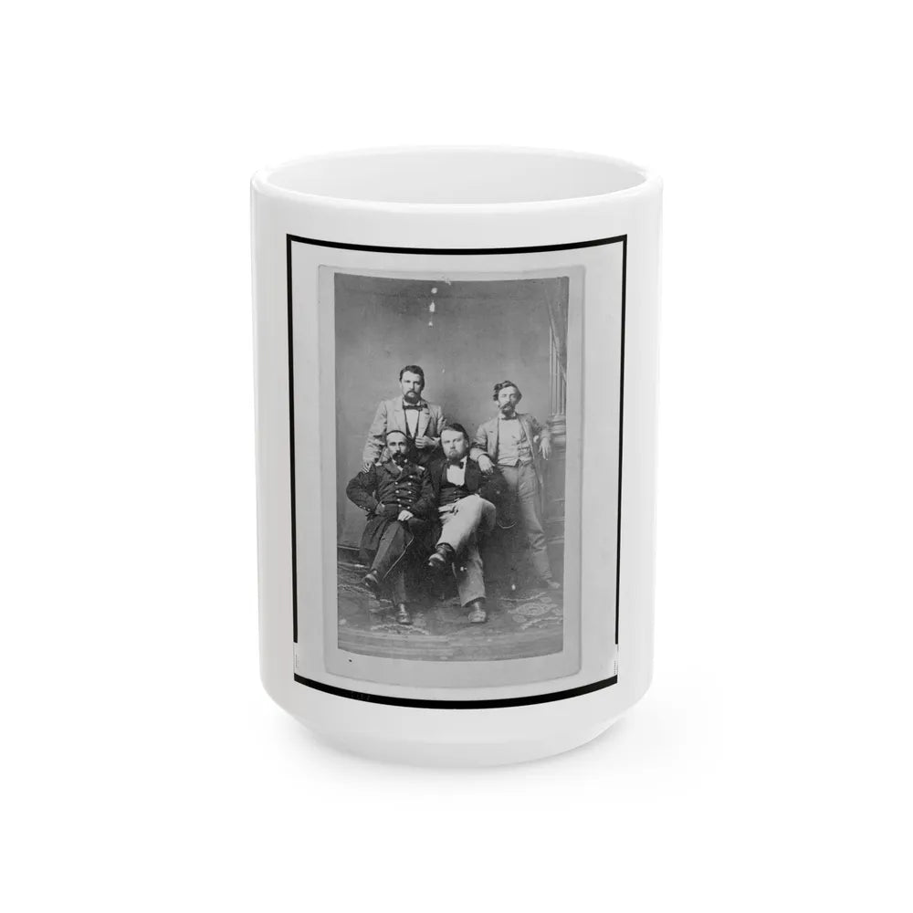 Four Unidentified Men Including At Least One Union Officer, Full-Length Portrait, Seated And Standing, Facing Front (U.S. Civil War) White Coffee Mug-15oz-Go Mug Yourself