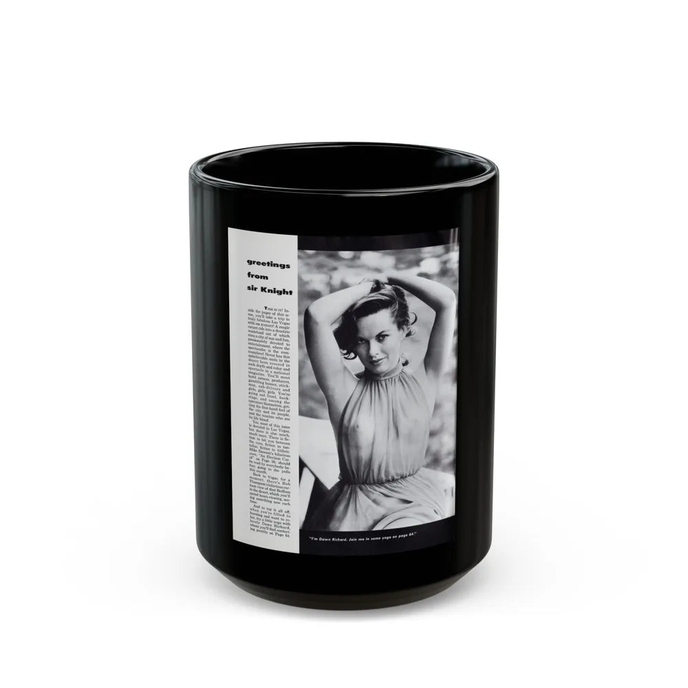 Dawn Richard #52 - Inside Cover Photo see through top from Sir Knight Vol. 1 No. 5 Mag. '58 (Vintage Female Icon) Black Coffee Mug-15oz-Go Mug Yourself