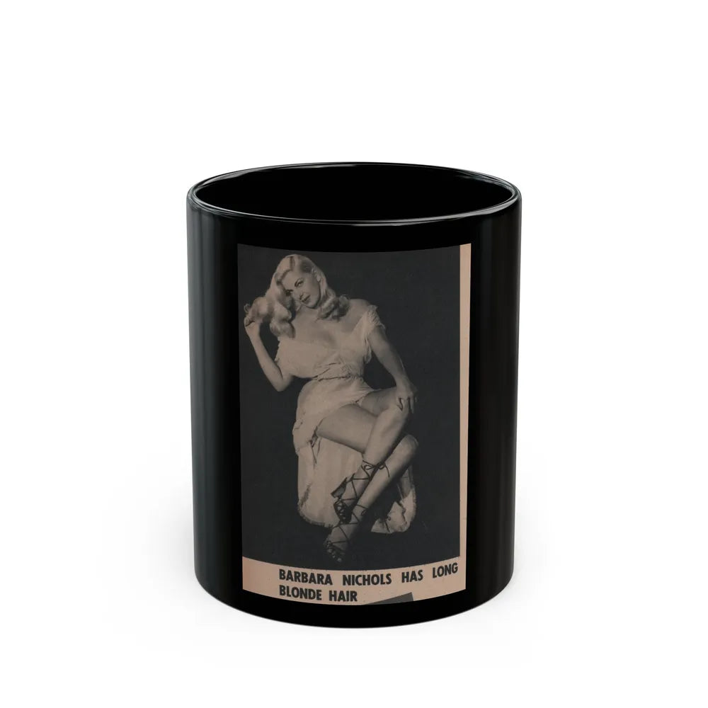 Barbara Nichols #488 - Part of Page & 1 B&W Photo from Cover Girls Models Mag. Nov. '52 (Vintage Female Icon) Black Coffee Mug-11oz-Go Mug Yourself