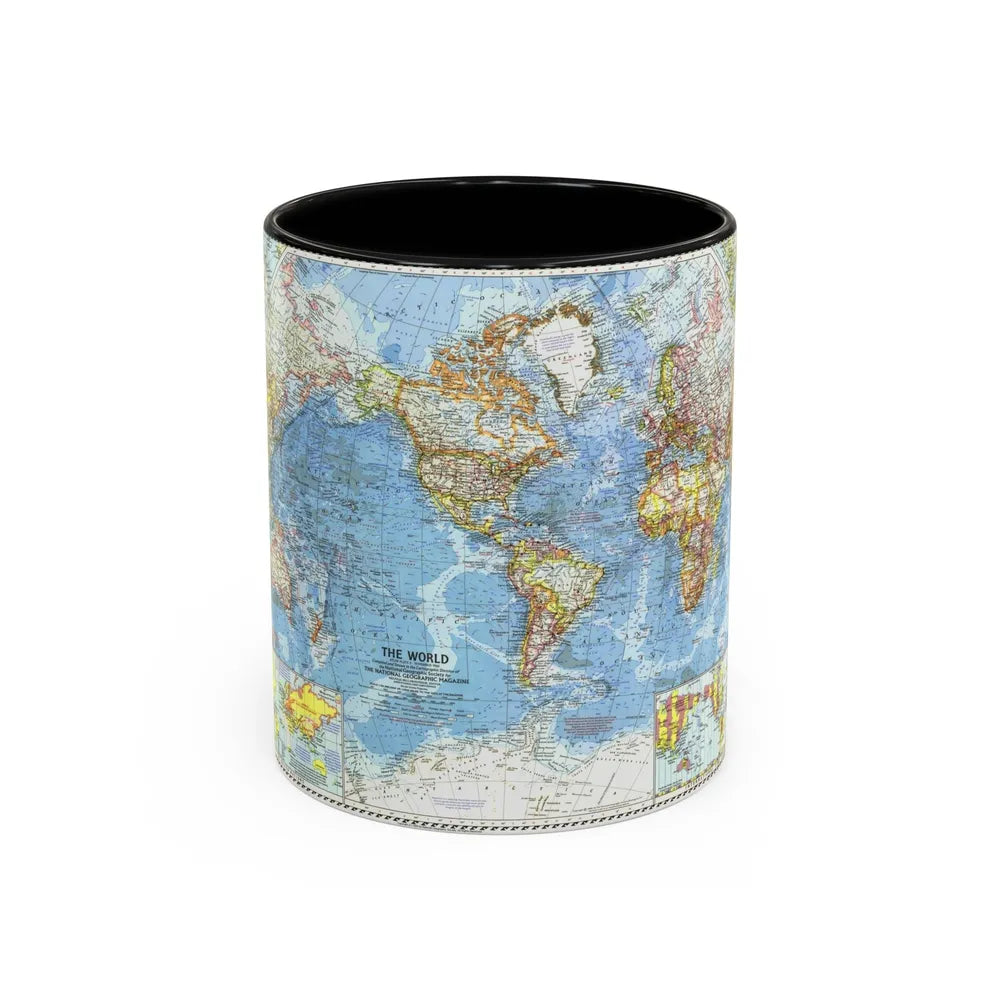 World Map (1960) (Map) Accent Coffee Mug-11oz-Black-Go Mug Yourself