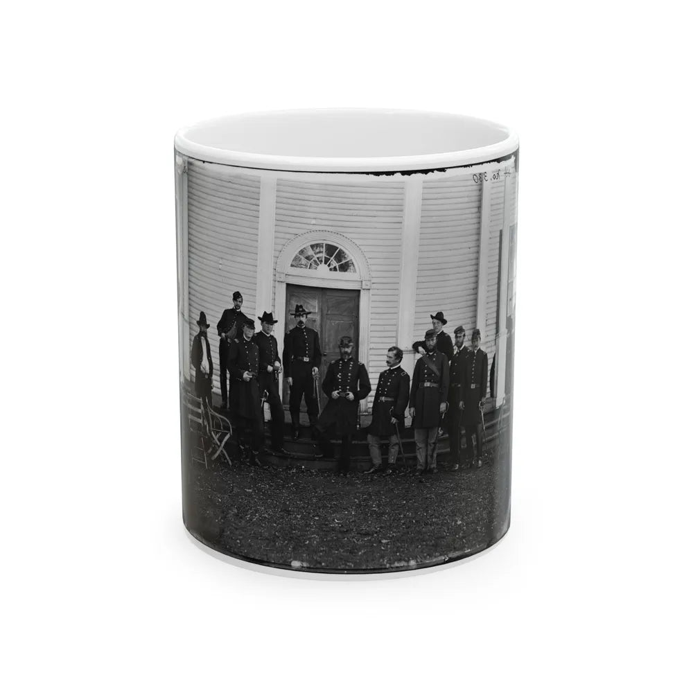 Culpeper, Va. Gen. George G. Meade And Staff On Steps Of Wallack's House (U.S. Civil War) White Coffee Mug-11oz-Go Mug Yourself