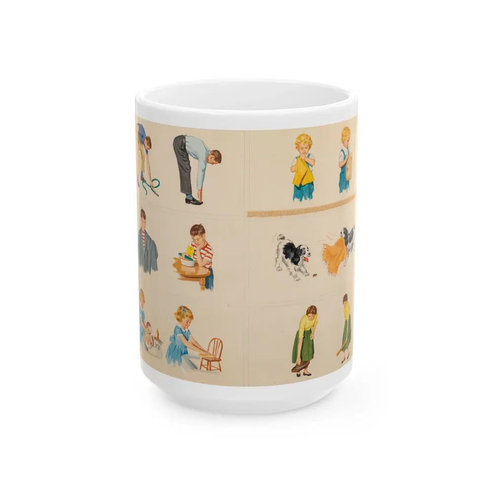 Fun at Home, Dick and Jane illustration - White Coffee Mug-15oz-Go Mug Yourself