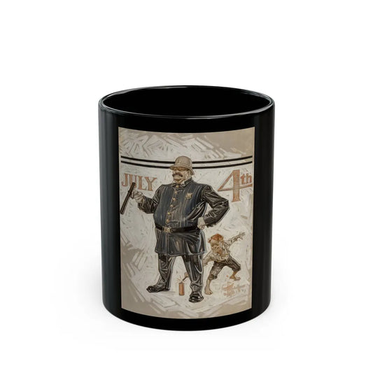 Fourth of July, The Saturday Evening Post, July 1, 1911 - Black Coffee Mug-11oz-Go Mug Yourself