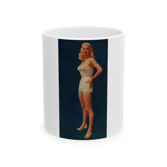 Diana Dors #214 - Vintage Color 5.25x10 Pin-Up Photo from Pin-Up or Movie Star Magazine Circa 1950's (Vintage Female Icon) White Coffee Mug-11oz-Go Mug Yourself