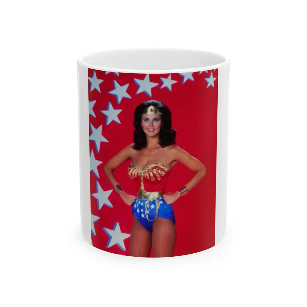 Lynda Carter #253 (Vintage Female Icon) White Coffee Mug-11oz-Go Mug Yourself