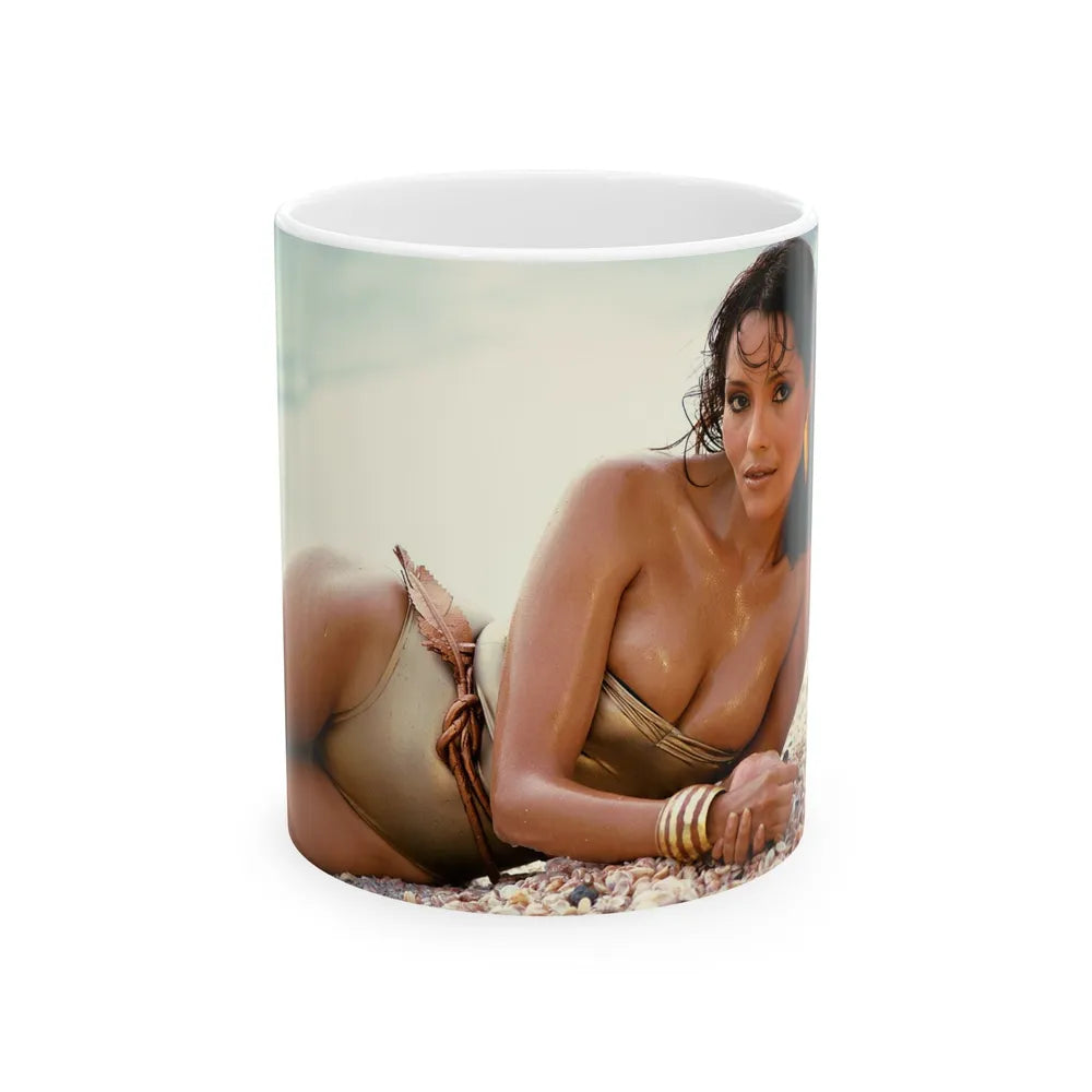 Barbara Carrera #63_1 (Vintage Female Icon) White Coffee Mug-11oz-Go Mug Yourself