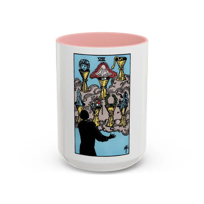 The 7 of Cups (Tarot Card) Accent Coffee Mug-15oz-Pink-Go Mug Yourself