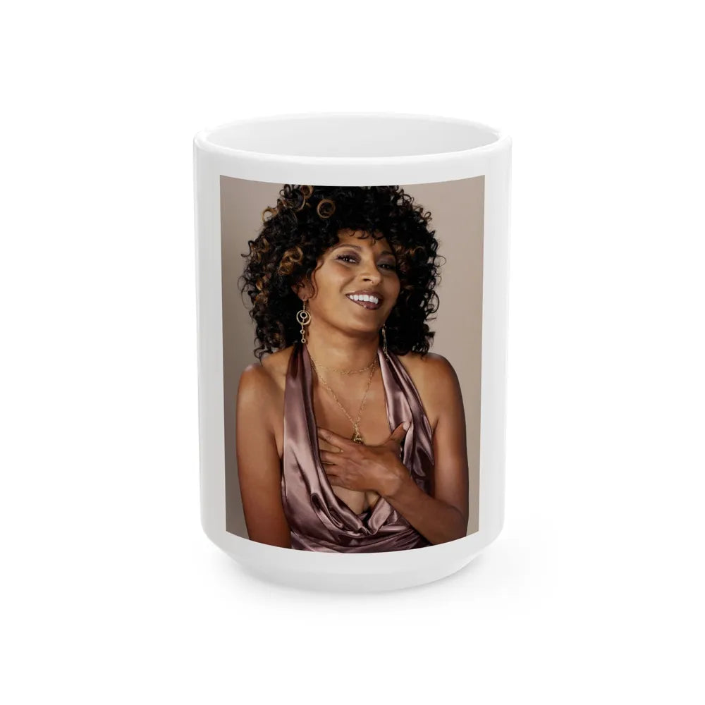 Pam Grier #10 (Vintage Female Icon) White Coffee Mug-15oz-Go Mug Yourself