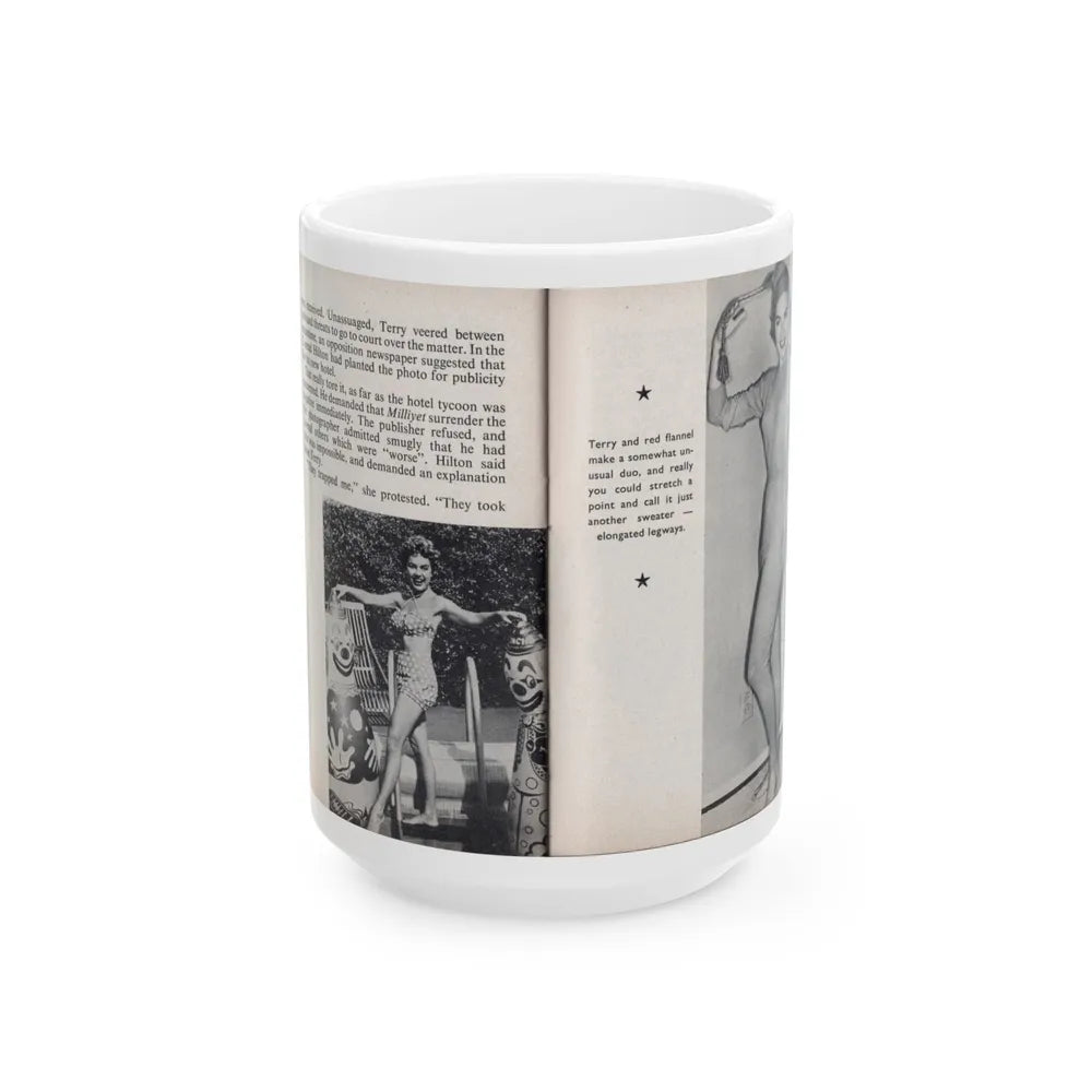 Terry Moore #461 - 66 PHOTOGRAPHS OF Terry MOORE U.K. Pocket Mag. Pages 52 & 53 (Vintage Female Icon) White Coffee Mug-15oz-Go Mug Yourself