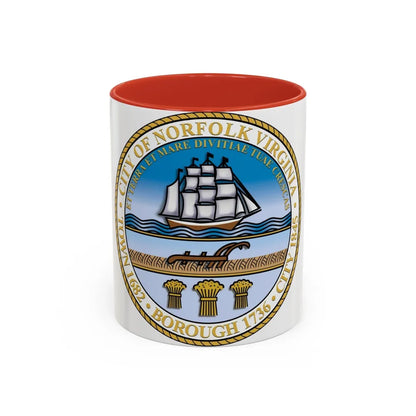 Seal of Norfolk Virginia - Accent Coffee Mug-11oz-Red-Go Mug Yourself