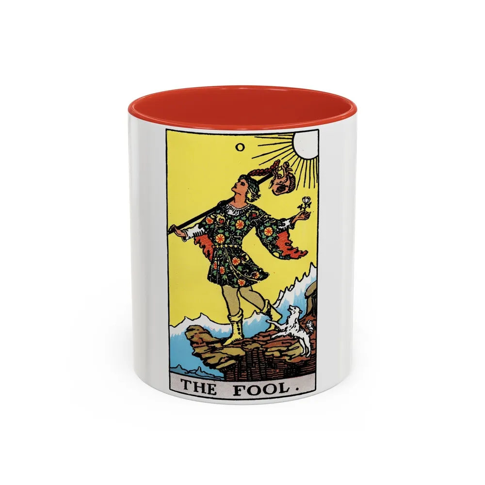 The Fool (Tarot Card) Accent Coffee Mug-11oz-Red-Go Mug Yourself