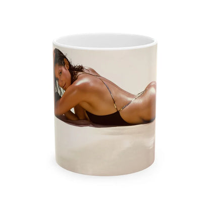 Barbara Carrera #97 (Vintage Female Icon) White Coffee Mug-11oz-Go Mug Yourself