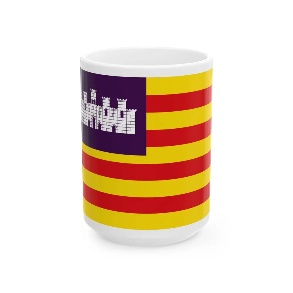 Flag of the Balearic Islands Spain - White Coffee Mug-15oz-Go Mug Yourself