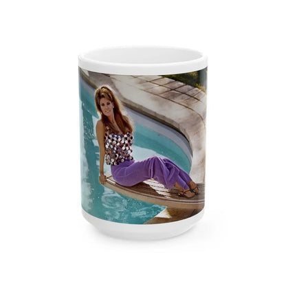 Raquel Welch #271 (Vintage Female Icon) White Coffee Mug-15oz-Go Mug Yourself