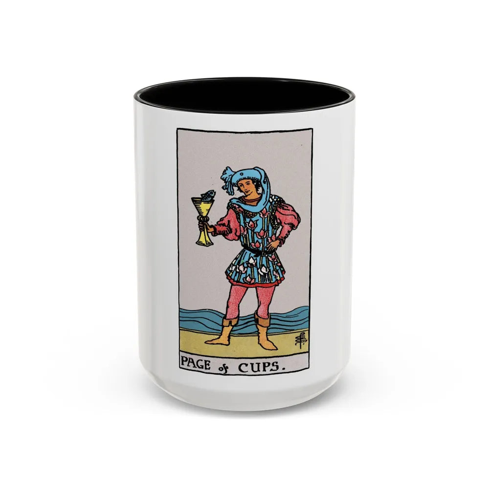 The Page of Cups (Tarot Card) Accent Coffee Mug-15oz-Black-Go Mug Yourself