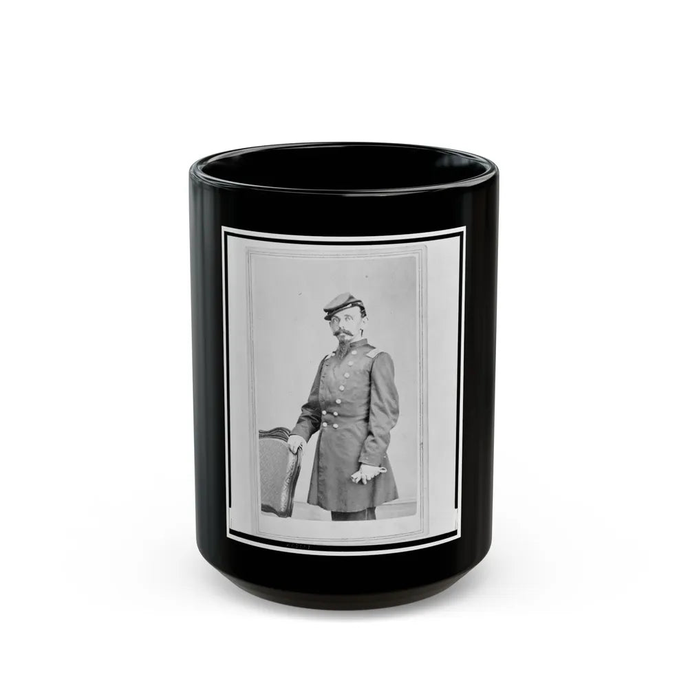 Colonel Adolph Dengler, 43rd Illinois Infantry, Union Officer, Three-Quarter-Length Portrait, Standing, Facing Front (U.S. Civil War) Black Coffee Mug-15oz-Go Mug Yourself