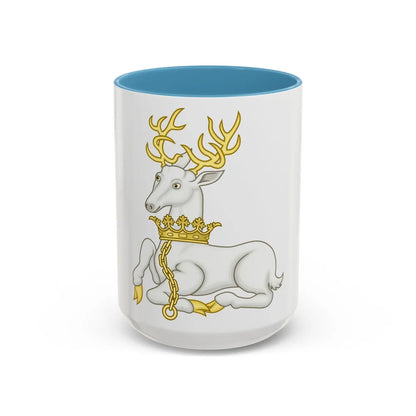 White Hart Badge of Richard II - Accent Coffee Mug-15oz-Light Blue-Go Mug Yourself