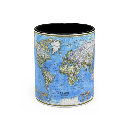 World Map (1981) (Map) Accent Coffee Mug-11oz-Black-Go Mug Yourself