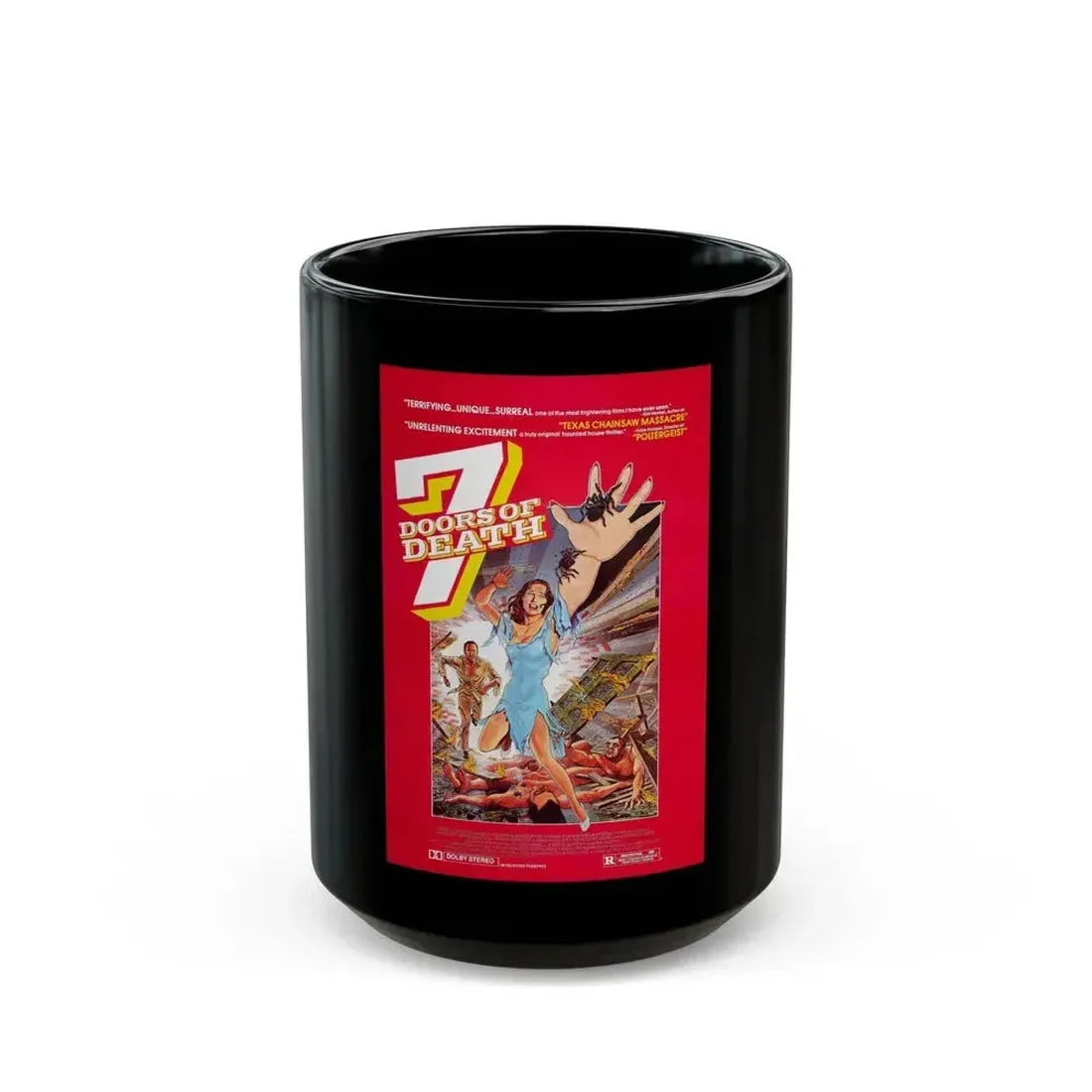 7 DOORS OF DEATH (THE BEYOND) 1981 Movie Poster - Black Coffee Mug 15oz - Go Mug Yourself