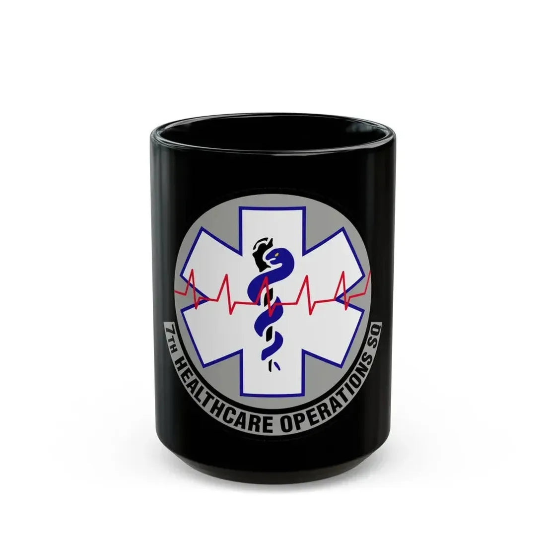 7 Healthcare Operations Squadron AFGSC (U.S. Air Force) Black Coffee Mug 15oz - Go Mug Yourself