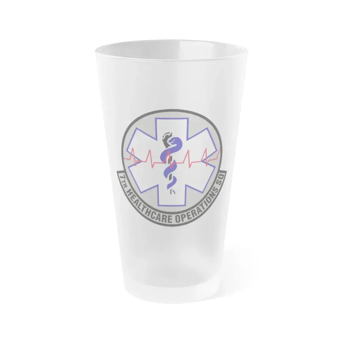 7 Healthcare Operations Squadron AFGSC (U.S. Air Force) Frosted Pint Glass 16oz - Go Mug Yourself